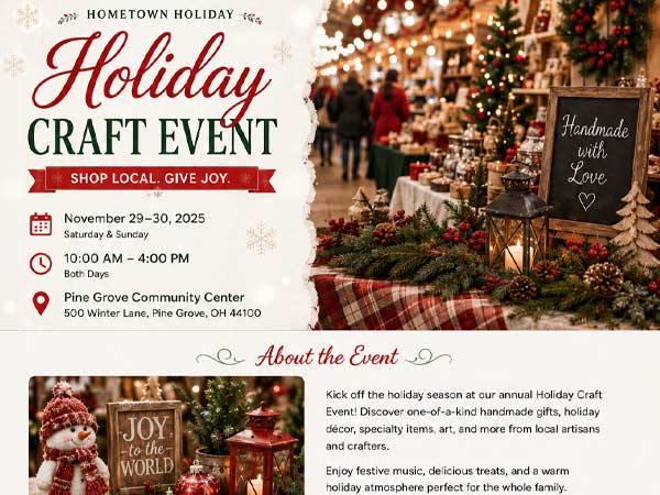 example holiday event page
